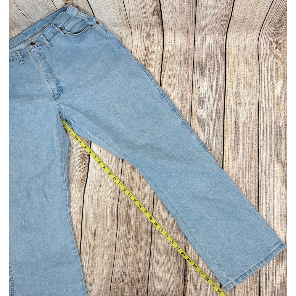 Wrangler Men's Jeans 44x32 Relaxed‎ Comfort Fit Denim Light Wash Blue Cotton - Picture 5 of 7
